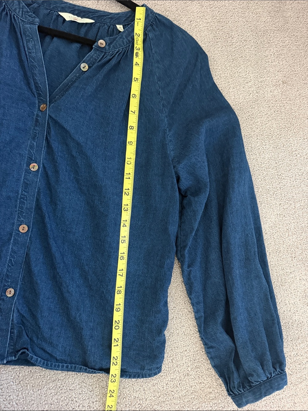 Faherty Indigo Button-Front Peasant Shirt - Picture 7 of 10